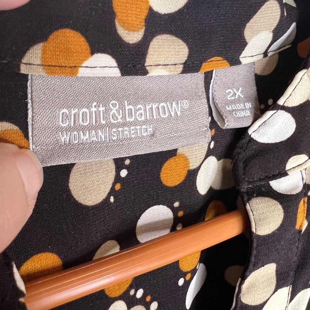 394. Croft and barrow women’s stretch blouse with tie STUNNING autumn colors - Picture 7 of 12